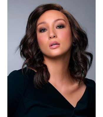 Mittlere Natürliche Braune Mischung Rote Highlights Echthaarperücken