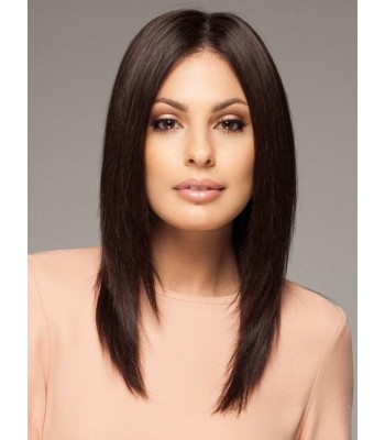 16" Mittelscheitel-Echthaar-Spitze-Perücken