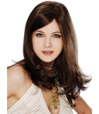 20" Natürliche Gerade Echthaarperücken Mit Seitlichem Pony