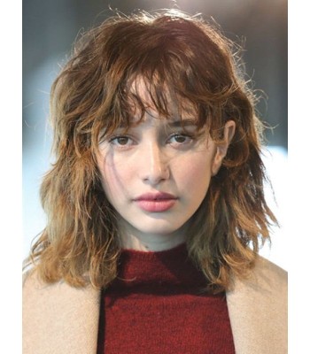 Hellbraune Lockige Menschenhaarperücken