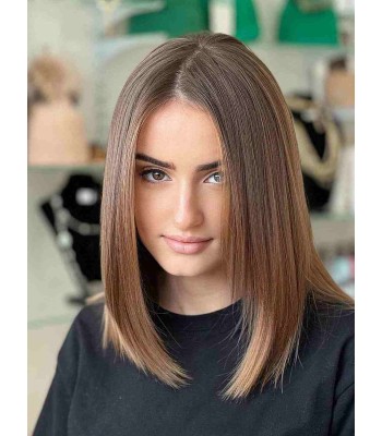 Schulterlange Echthaarperücken Mit Gerader Spitze Für Einen Morden-Look Schulterlange Echthaarperücken Mit Gerader Spitze Für Einen Morden-Look