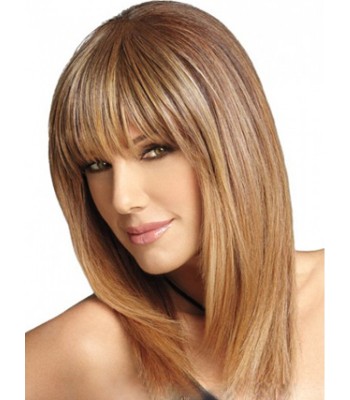 Coolste Schulterlange Echthaarperücken Mit Curtain Bangs