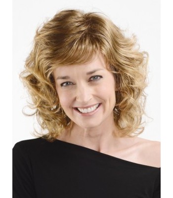 Mittel Lockig Blond Echthaar Perücken