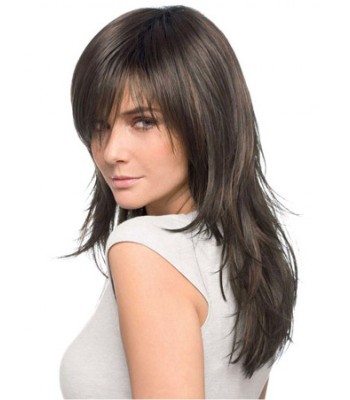 Lang Gerade Echthaar Perücken