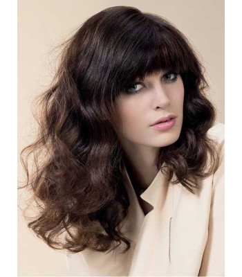 150% Braun Lang Wellig Echthaar Perücken