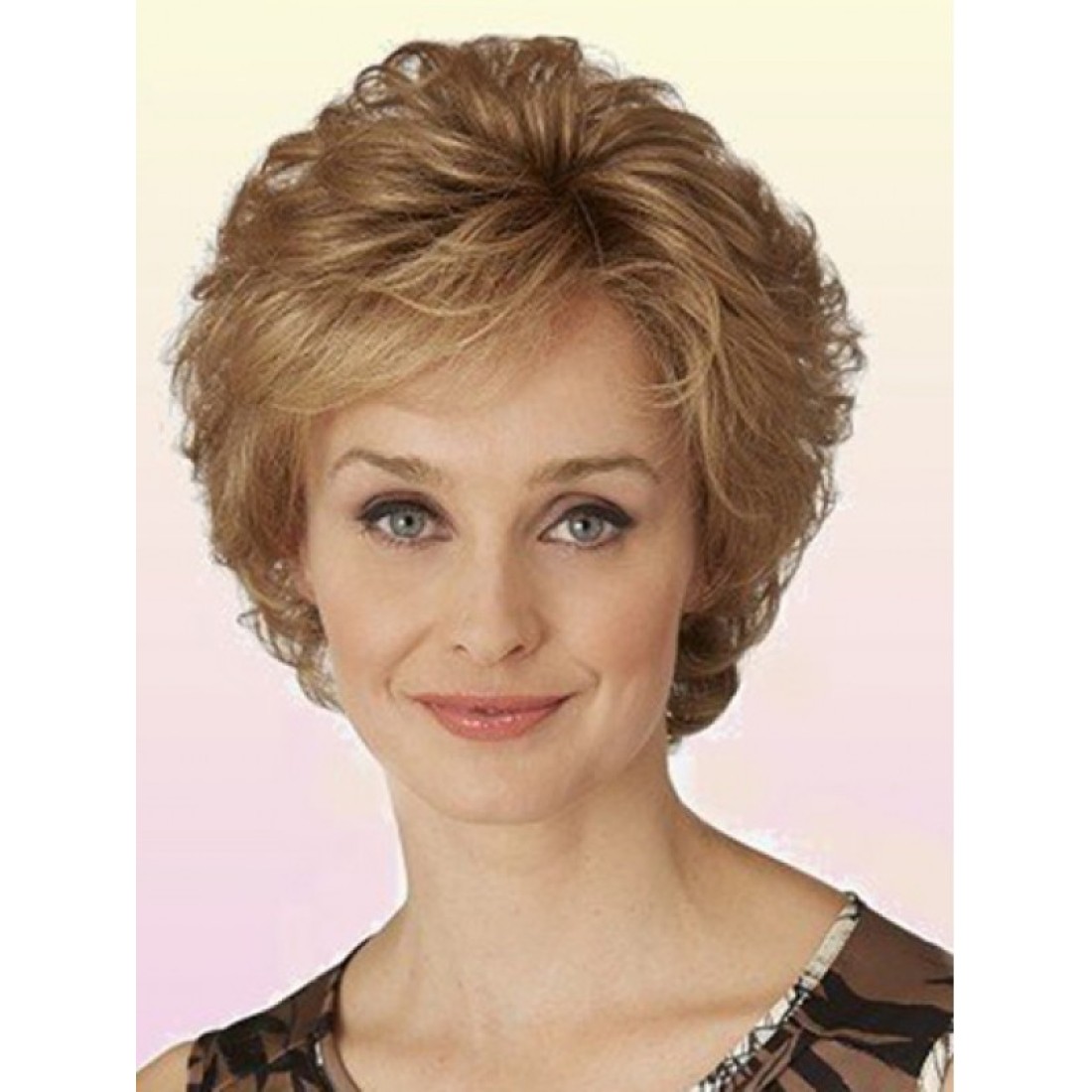 Klassische Kurze Echthaarperücken Blonde Gewellte Boycut, echthaar perücke grau | D4 JJB231