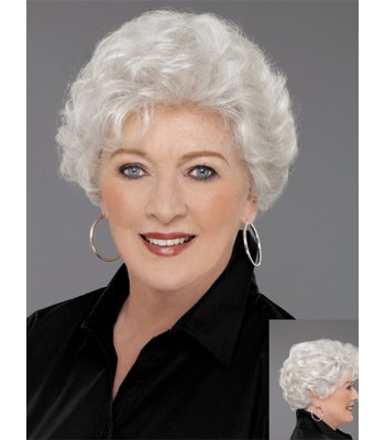 Gewellte kurze Echthaarperücken in Grau Gewellte kurze Echthaarperücken in Grau