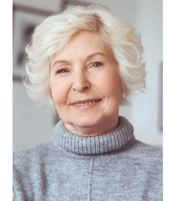 Weißes Welling Kurzes Echthaar Weißes Welling Kurzes Echthaar