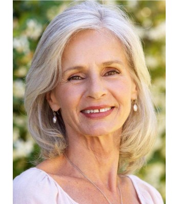 Weißes Glattes Mittellanges Echthaar