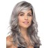 Lange Graue Synthetik-Perücken Mit Gesichtsrahmenden Schichten