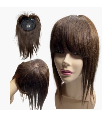 Dunkelbrauner Echthaar-Topper Für Frauen, 14 X 14 Cm, Clip-In-Haarteile Mit Puppenpony Dunkelbrauner Echthaar-Topper Für Frauen, 14 X 14 Cm, Clip-In-Haarteile Mit Puppenpony