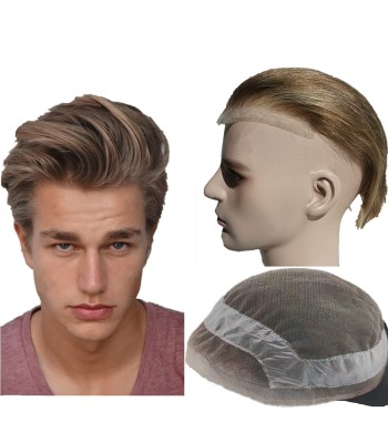 Blondes Haar-Toupet Für Männer, Helle Farbe, Reines Echthaar-Ersatzsystem Blondes Haar-Toupet Für Männer, Helle Farbe, Reines Echthaar-Ersatzsystem