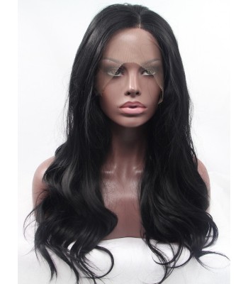 Wellig Schwarz Lang Spitzefront Perücken Wellig Schwarz Lang Spitzefront Perücken