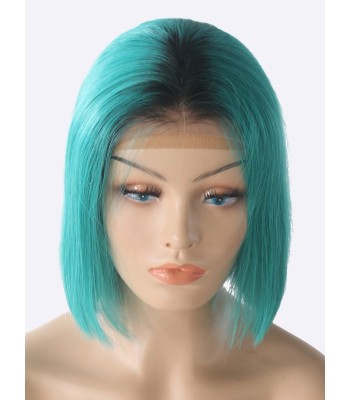 Dichte blau kurze 13 * 6 Inch Spitzenfront Echthaar Perücke mit Babyhaar Dichte blau kurze 13 * 6 Inch Spitzenfront Echthaar Perücke mit Babyhaar