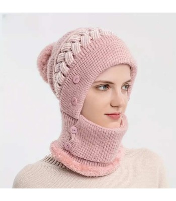 Damen Winter Warm Plus Velvet Integrierter Strickmützenschal